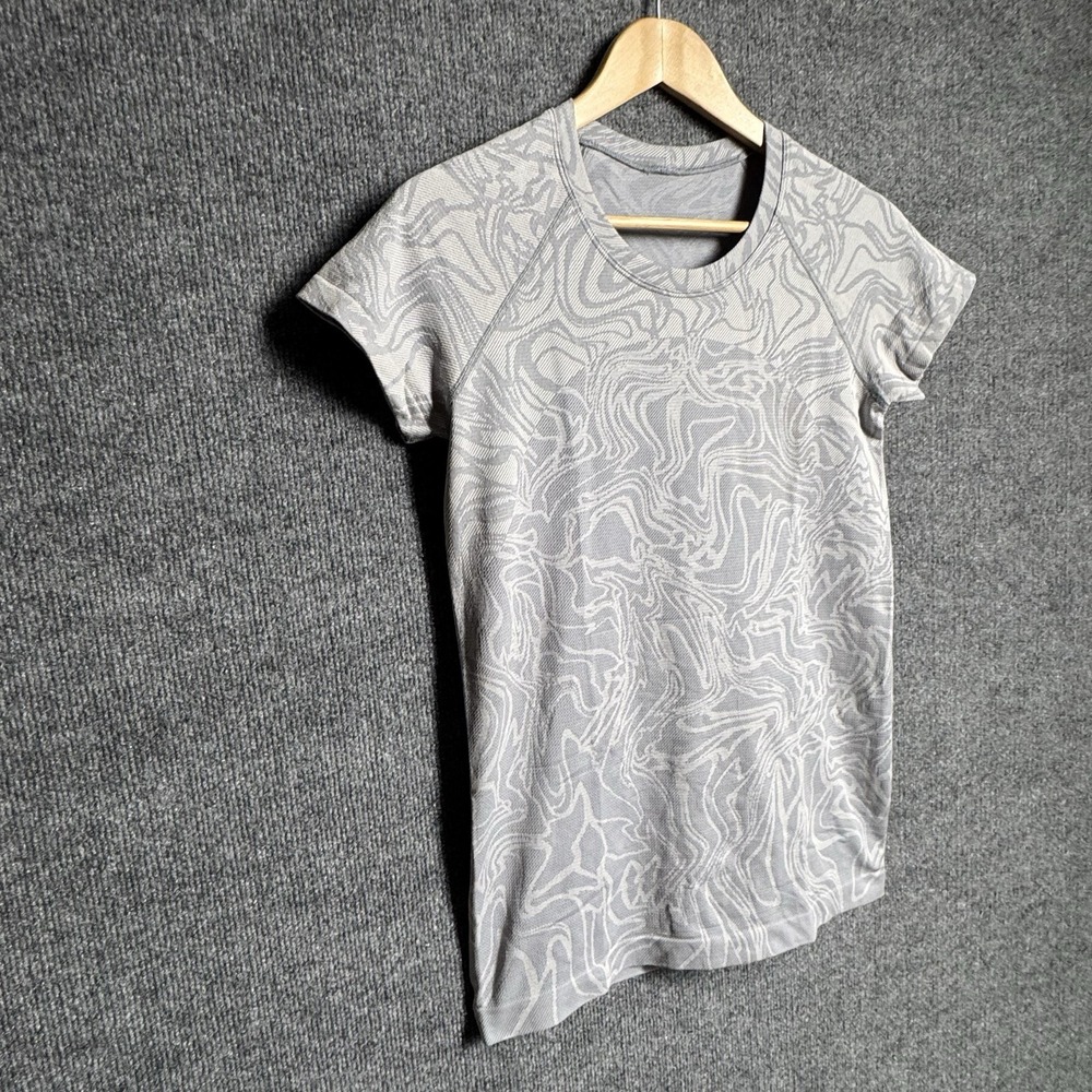 Lululemon Swiftly Tech SS 2.0 Shirt Marble Dye Rhino Grey Flat Chest 17" - Picture 11 of 16